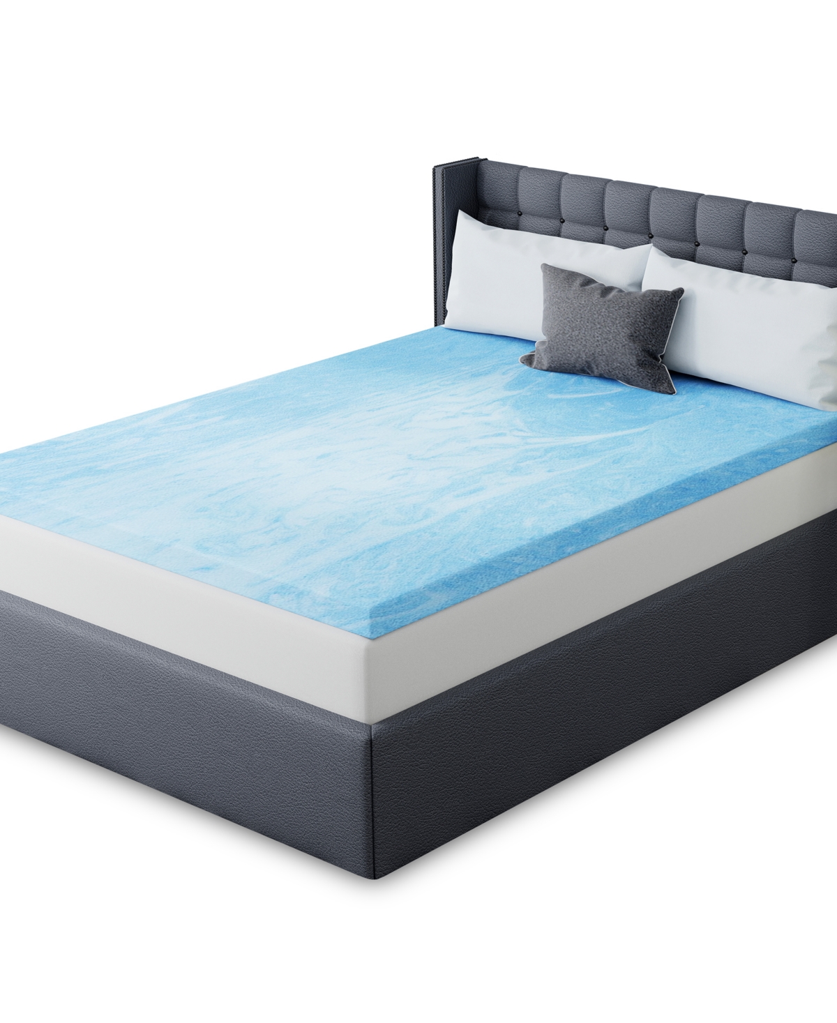 Vibe 3" Gel Swirl Memory Foam Mattress Topper, Full In Blue