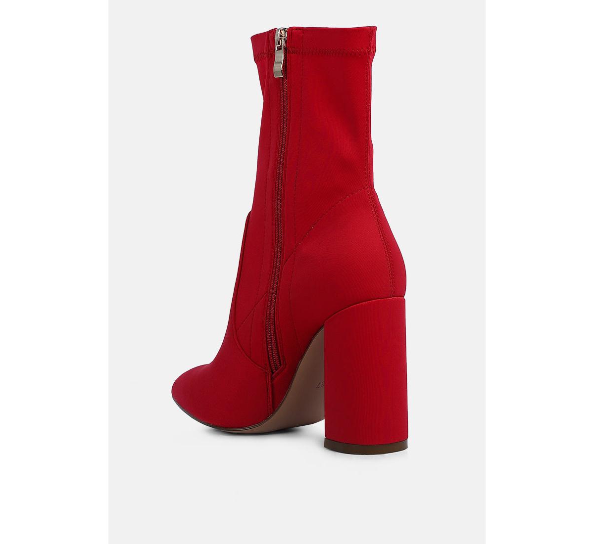 ankle lycra block heeled boots