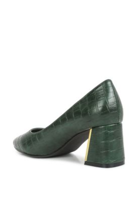 Womens Emersyn Croc Block Heel Pump Shoes