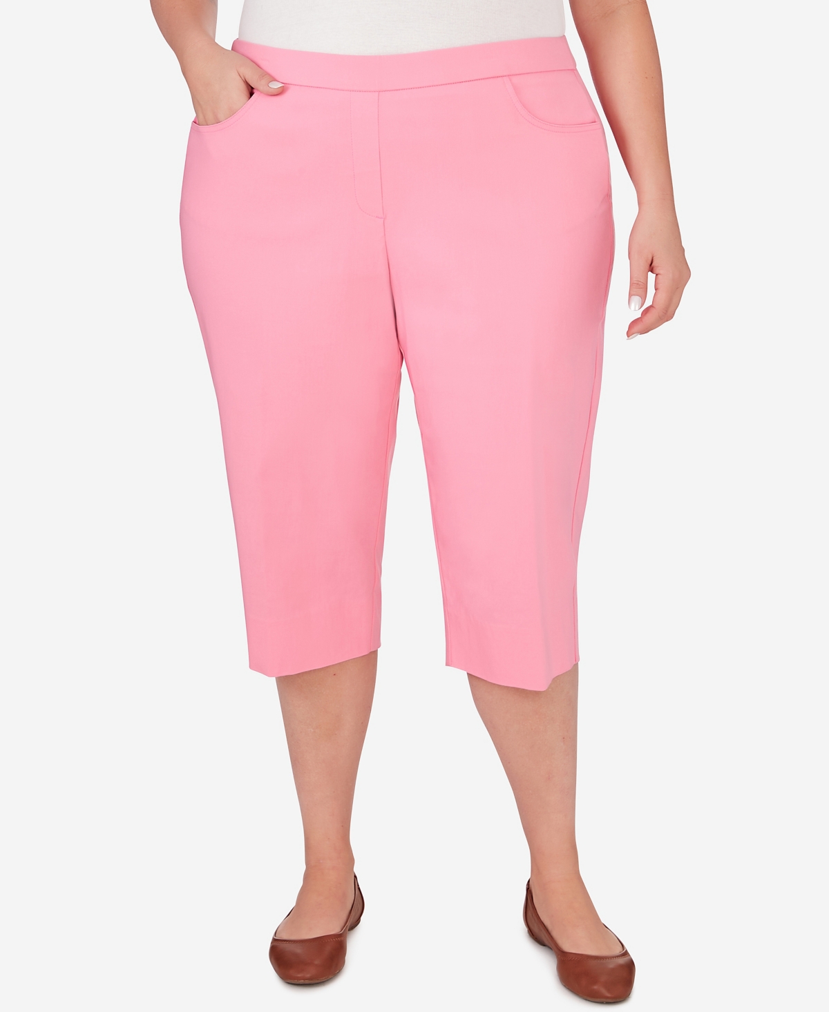 Shop Alfred Dunner Plus Size Miami Beach Miami Clamdigger Pull-on Pants In Pink
