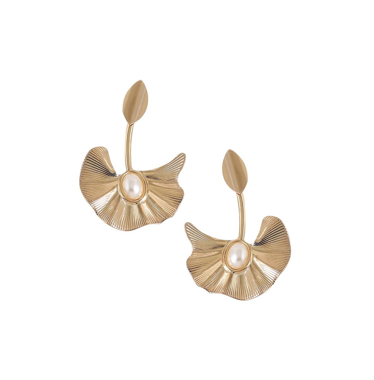 Sohi Women's Gold Flower Swirl Drop Earrings