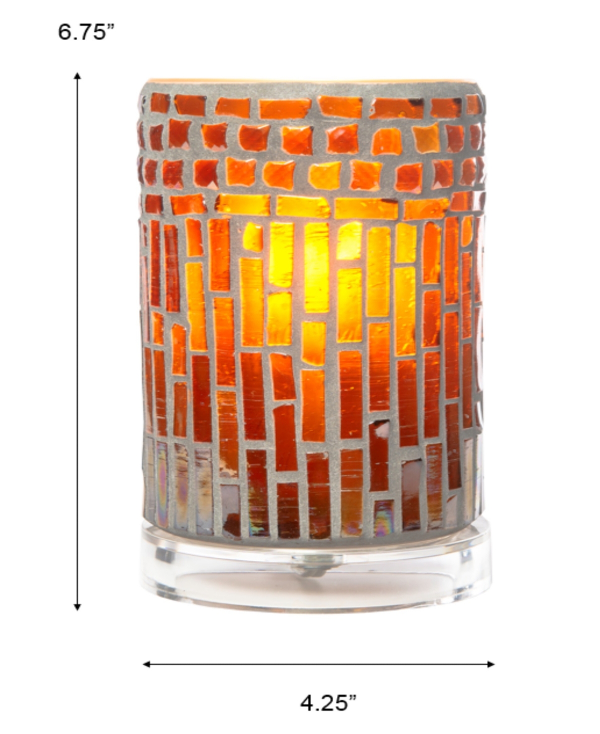 Dale Tiffany 6.75" Tall Calico Handcrafted Mosaic Art Glass Shade Uplight Accent Lamp In Multi-color
