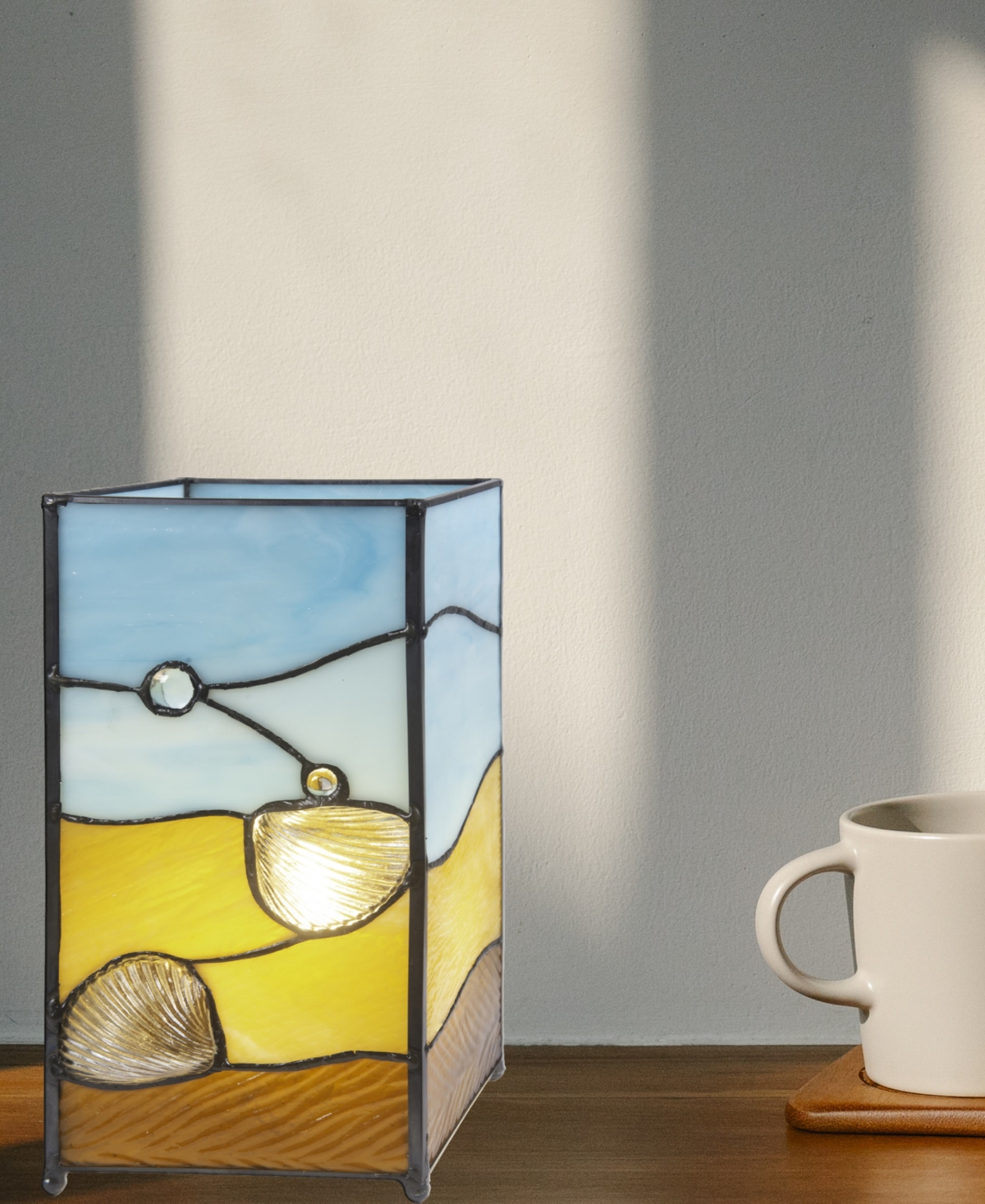 Dale Tiffany 10" Tall La Rochelle Handmade Genuine Stained Glass Shade With Jewels Uplight Accent Lamp In Multi-color