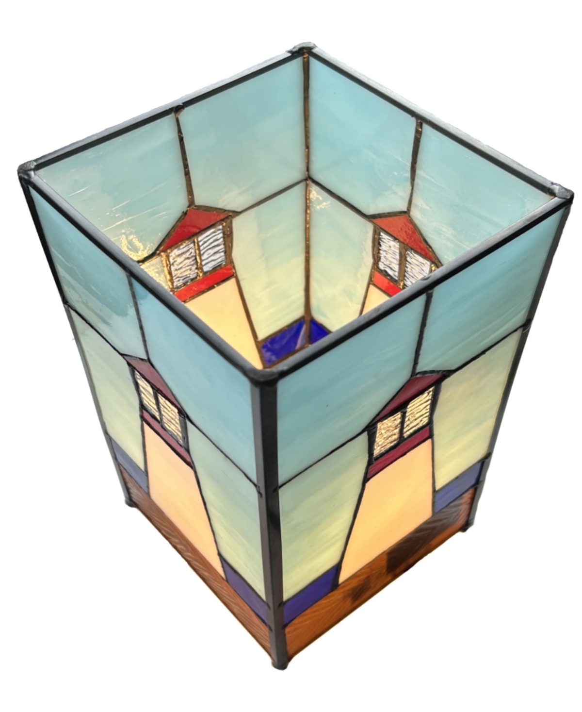 Dale Tiffany 10" Tall Lighthouse Tiffany Handmade Genuine Stained Glass Shade Uplight Accent Lamp In Multi-color