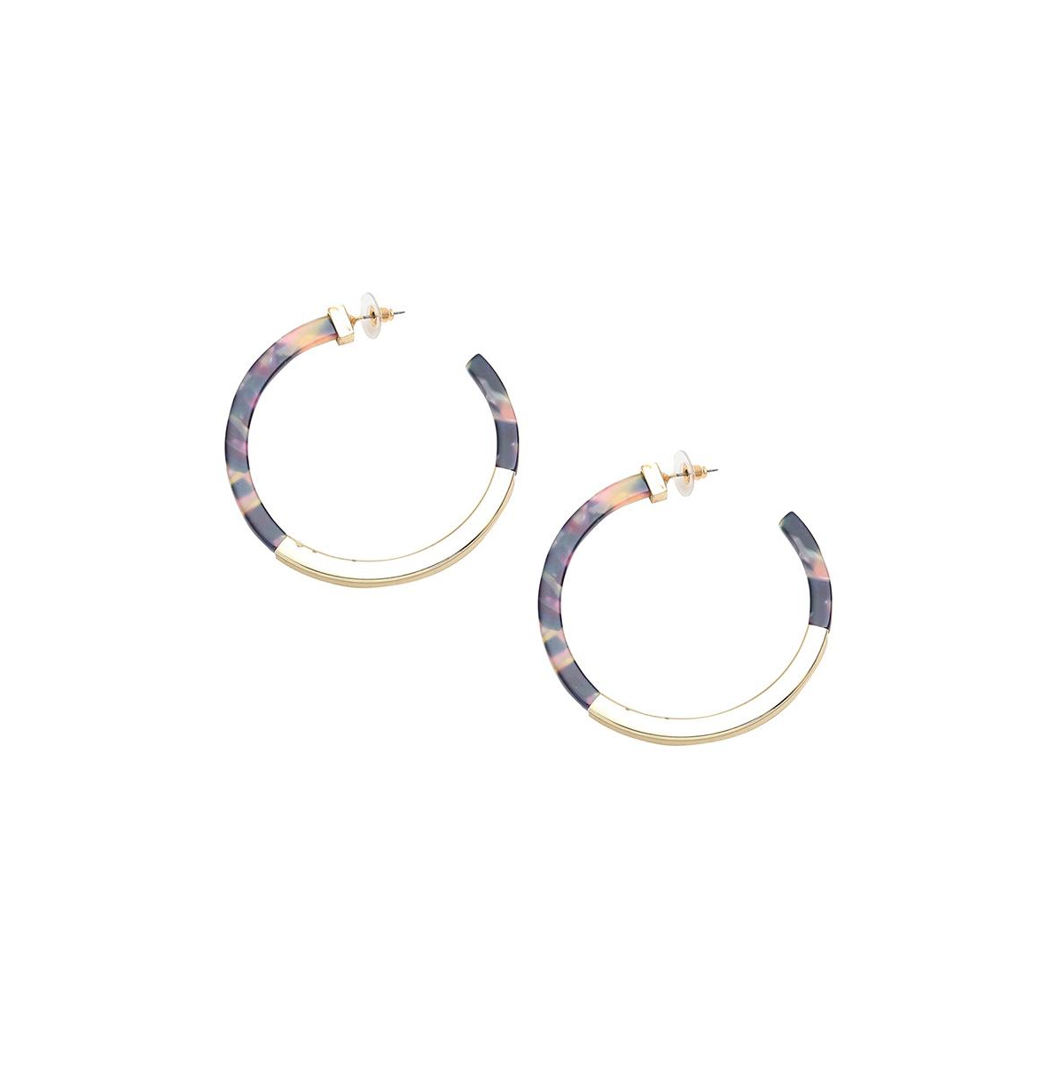 Sohi Women's Tortoise Shell Hoop Earrings In Gold