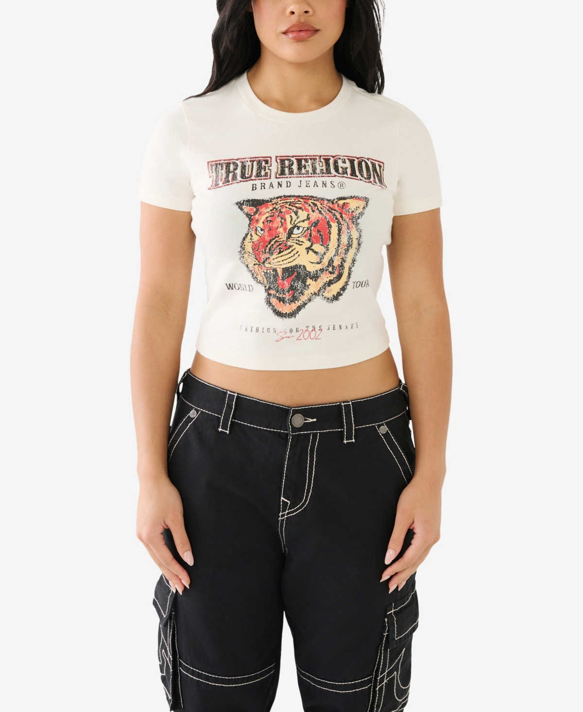 Shop True Religion Women's Short Sleeve Tiger Baby T-shirt In Winter White