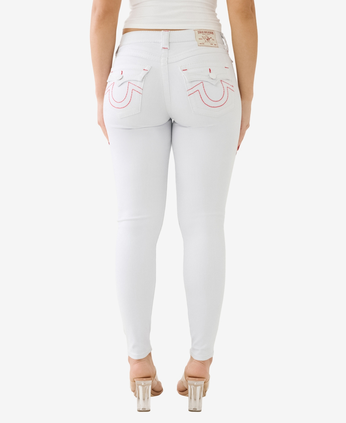 Shop True Religion Women's Jennie Flap Big T Skinny Jean In Optic White