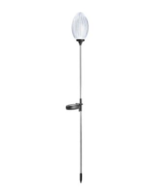36" H Set of 3 Solar Powered Stake Oval Flower Light with Stainless Steel Pole