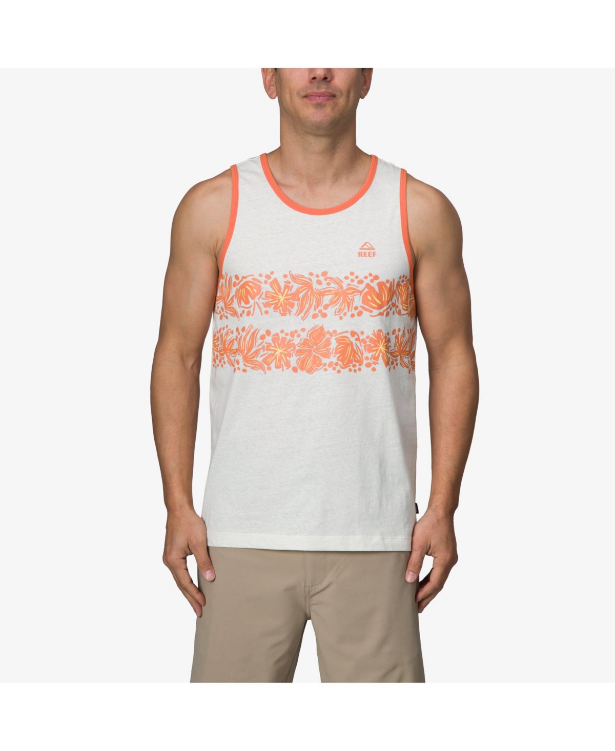 Reef Men's Rory Floral Tank Top In Marshmallow