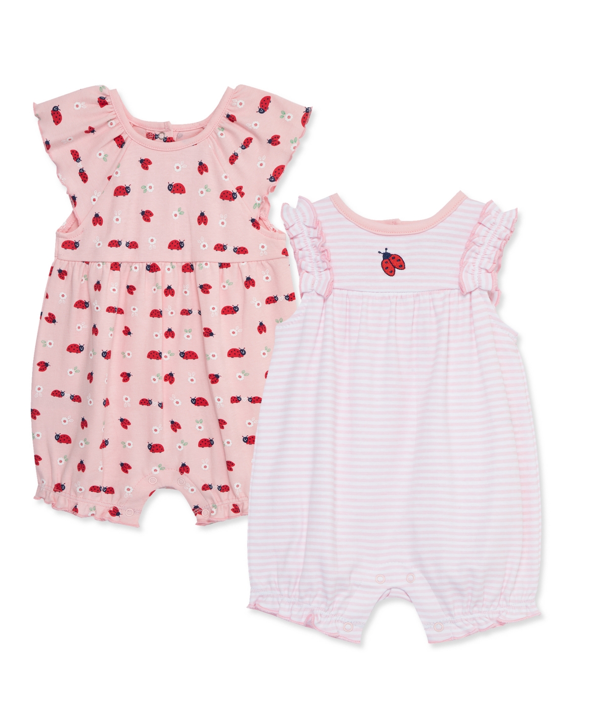 Little Me Baby Girls Ladybug 2 Pack Rompers In Multi
