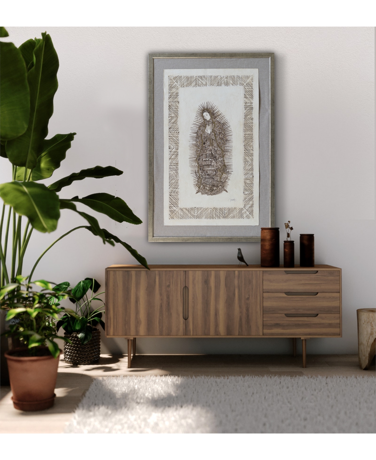 Handmade Zentangle-style Virgin Mary Icon - A Fusion of Tradition and Contemporary Aesthetics