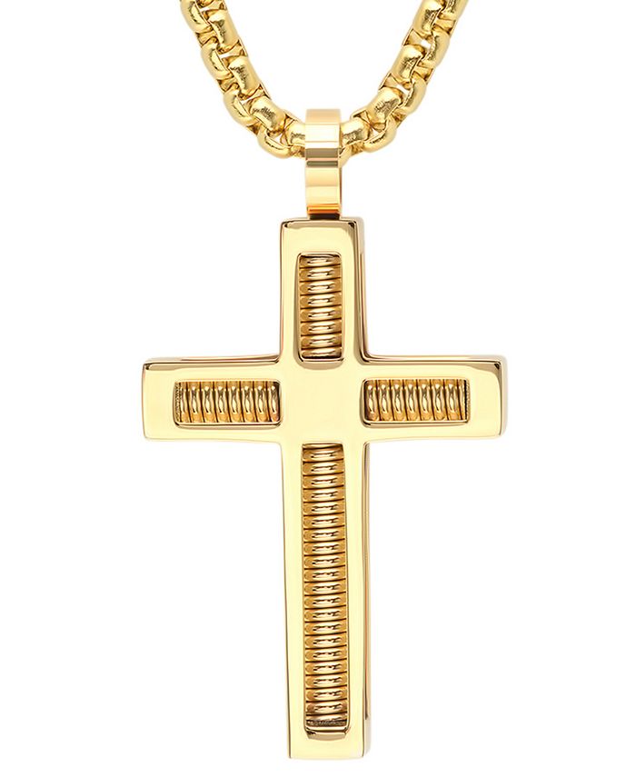 STEELTIME Men's 18k Gold-Plated Stainless Steel Spring Inlay Cross 24 ...