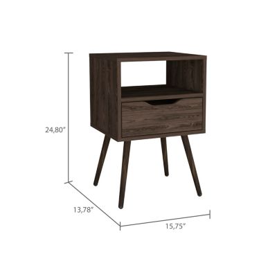 Streamdale Otom Nightstand, Dark Walnut