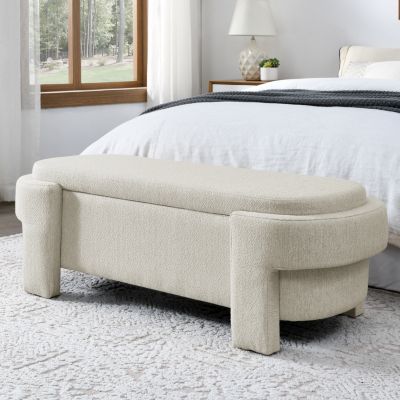 Foam Beige Upholstered Storage Bench (51.5"X20.5"X17")