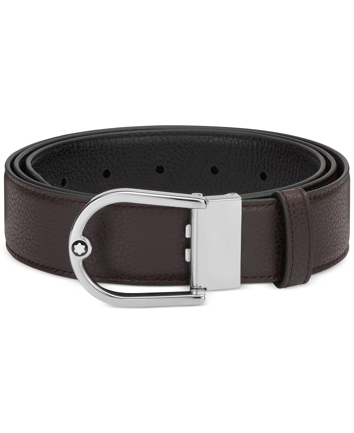 Men's Horseshoe Buckle Leather Belt - Black