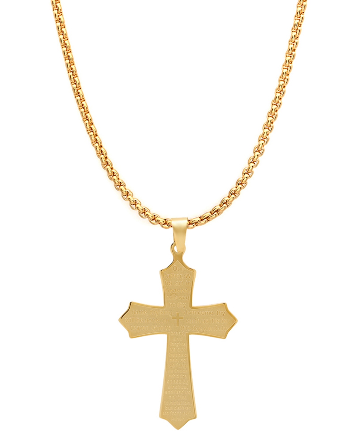 Steeltime Men's Our Father Lord's Prayer Cross Pendant In Gold