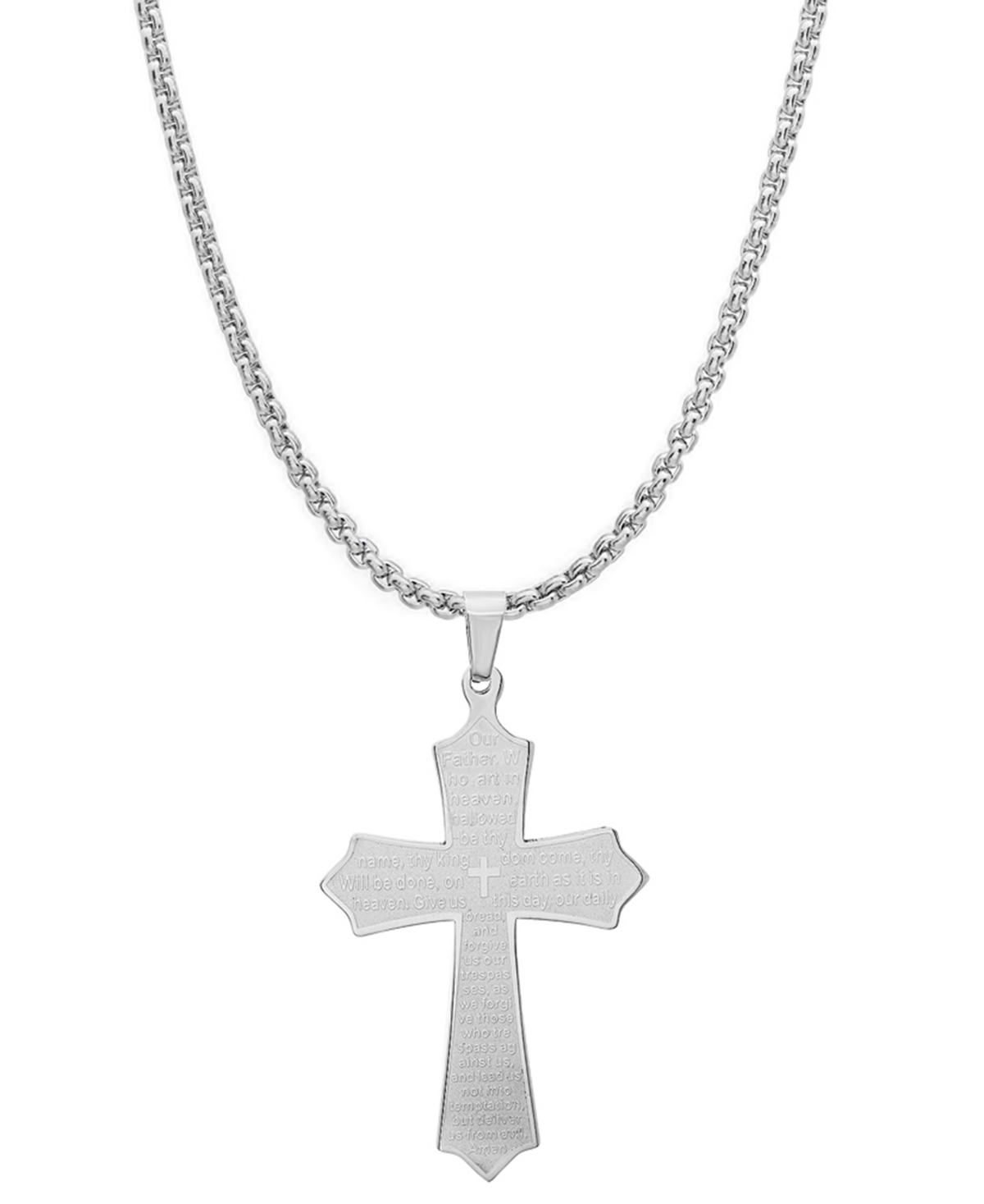 Steeltime Men's Our Father Lord's Prayer Cross Pendant In Silver
