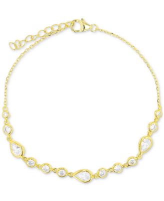 Macy's - Cubic Zirconia Mixed Cut Chain Link Bracelet in 14k Gold-Plated Sterling Silver