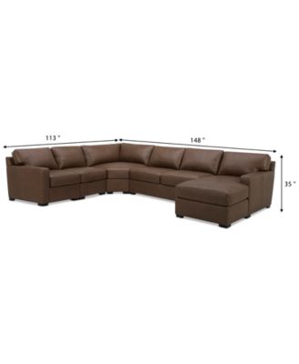 Radley 148" 5-Pc. Leather Wedge Modular Chase Sectional, Created for Macy's