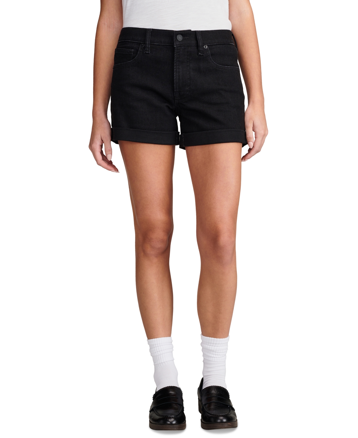 Lucky Brand Women's Ava Denim Roll-cuff Shorts In Clean Black