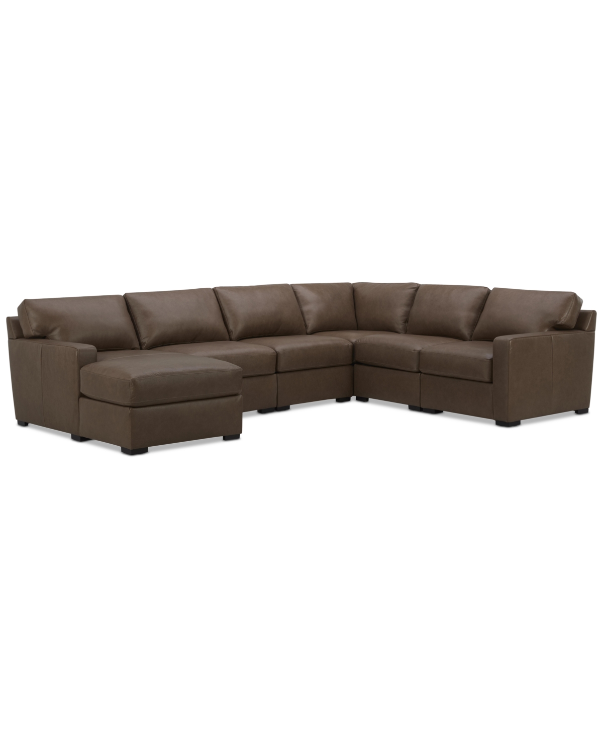 Shop Macy's Radley 129" 6-pc. Leather Square Corner Modular Chaise Sectional, Created For  In Chesnut