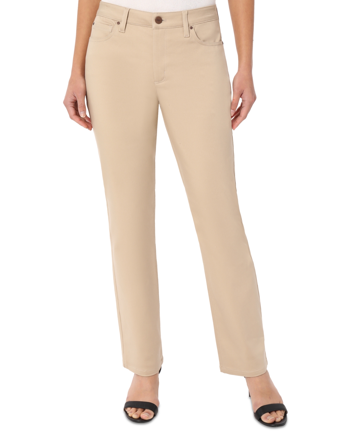 Jones New York Solid Stretch Pull-on Straight Leg Pant In Jones Khaki