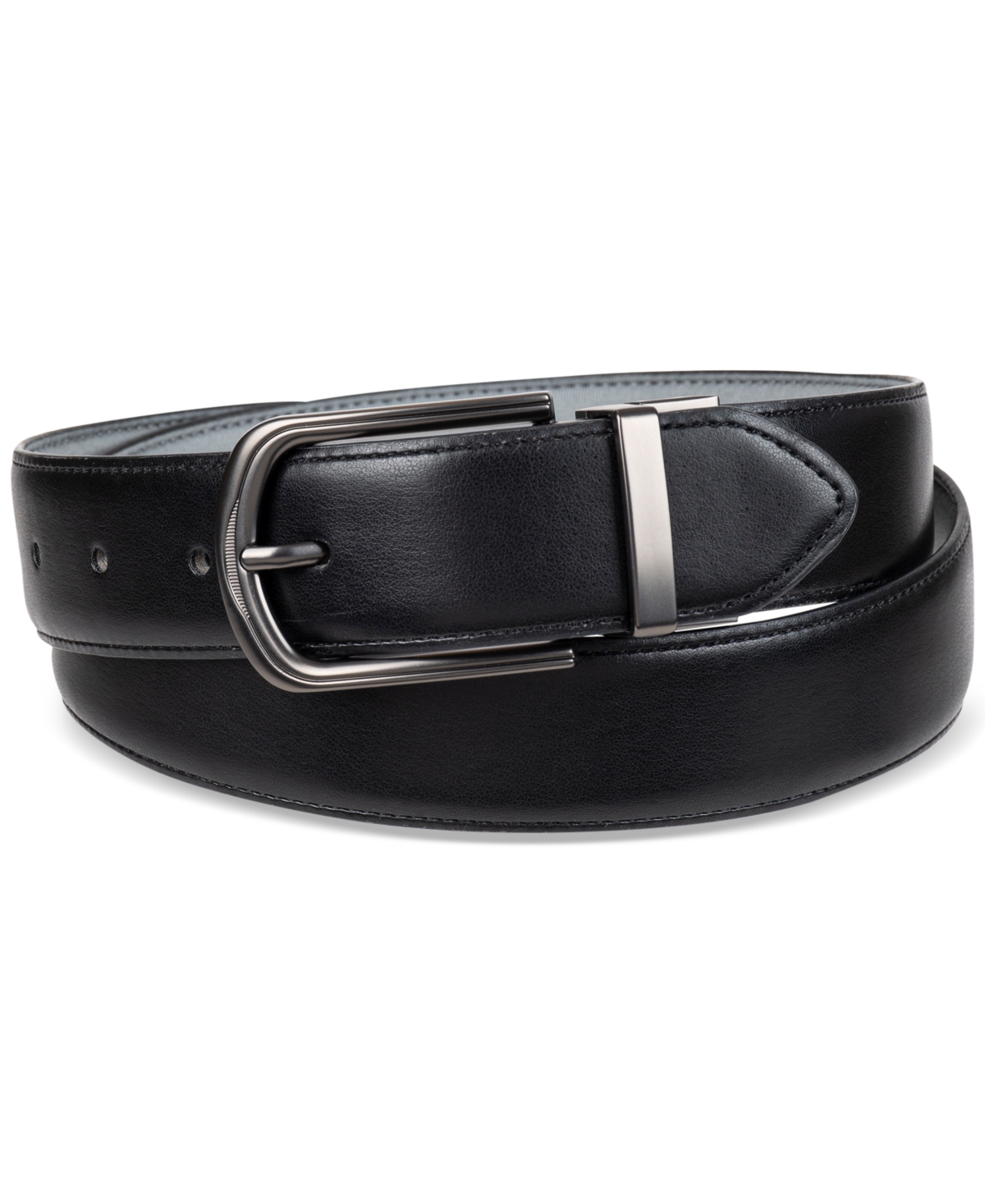 Men's Reversible Faux-Leather Casual Belt, Created for Macy's - Black/grey