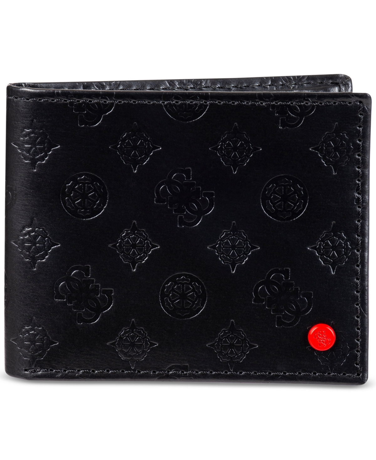 Guess Men's Rfid Embossed Leather Passcase Wallet In Black