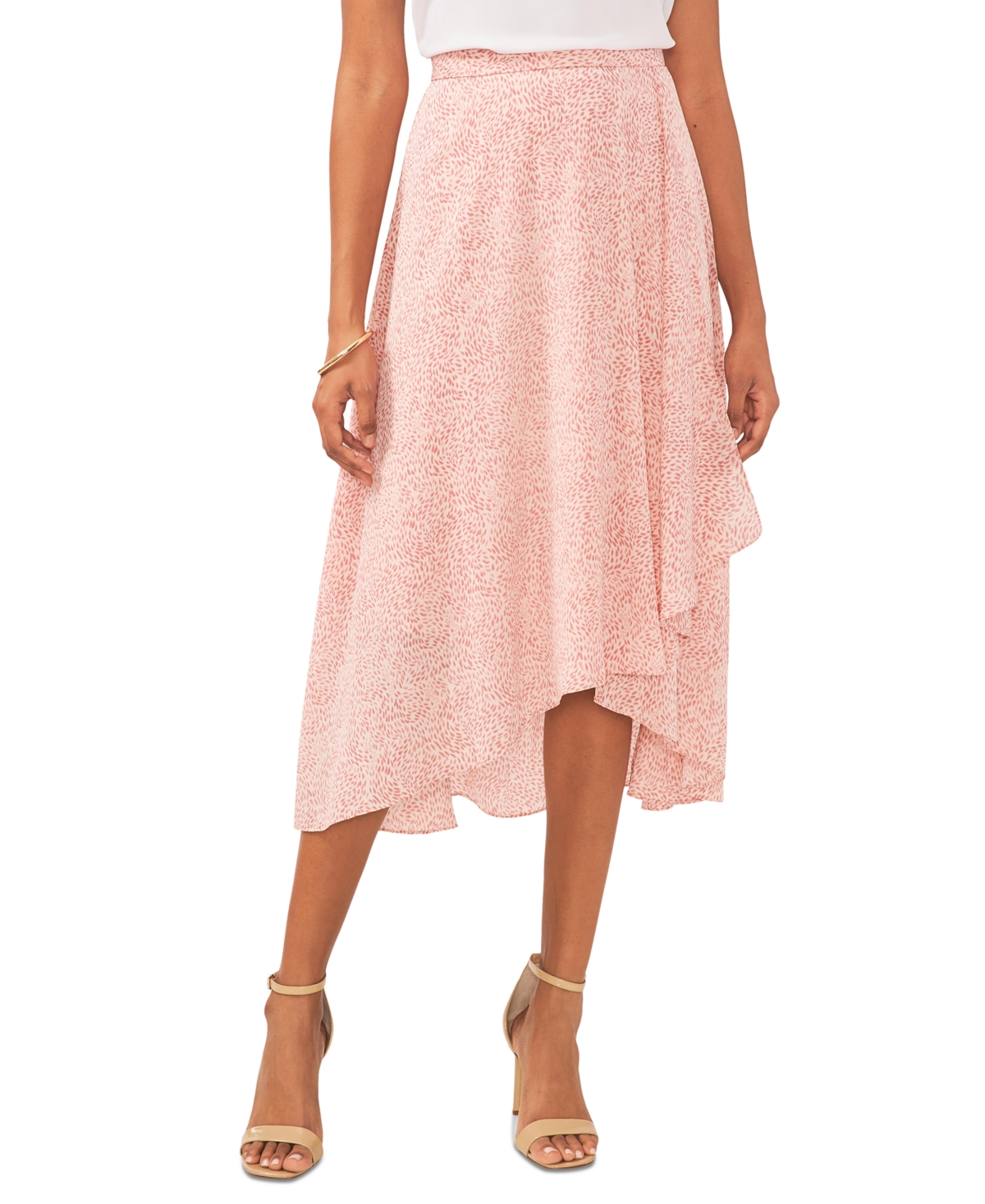 Shop Vince Camuto Women's High Low Crossover Hem Midi Skirt In Pink Orchi