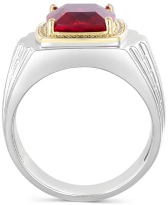 Men's Lab-Created Ruby (7-1/5 ct. t.w.) & Diamond (1/6 ct. t.w.) in Sterling Silver & 10k Gold (Also in Lab-Created Sapphire)