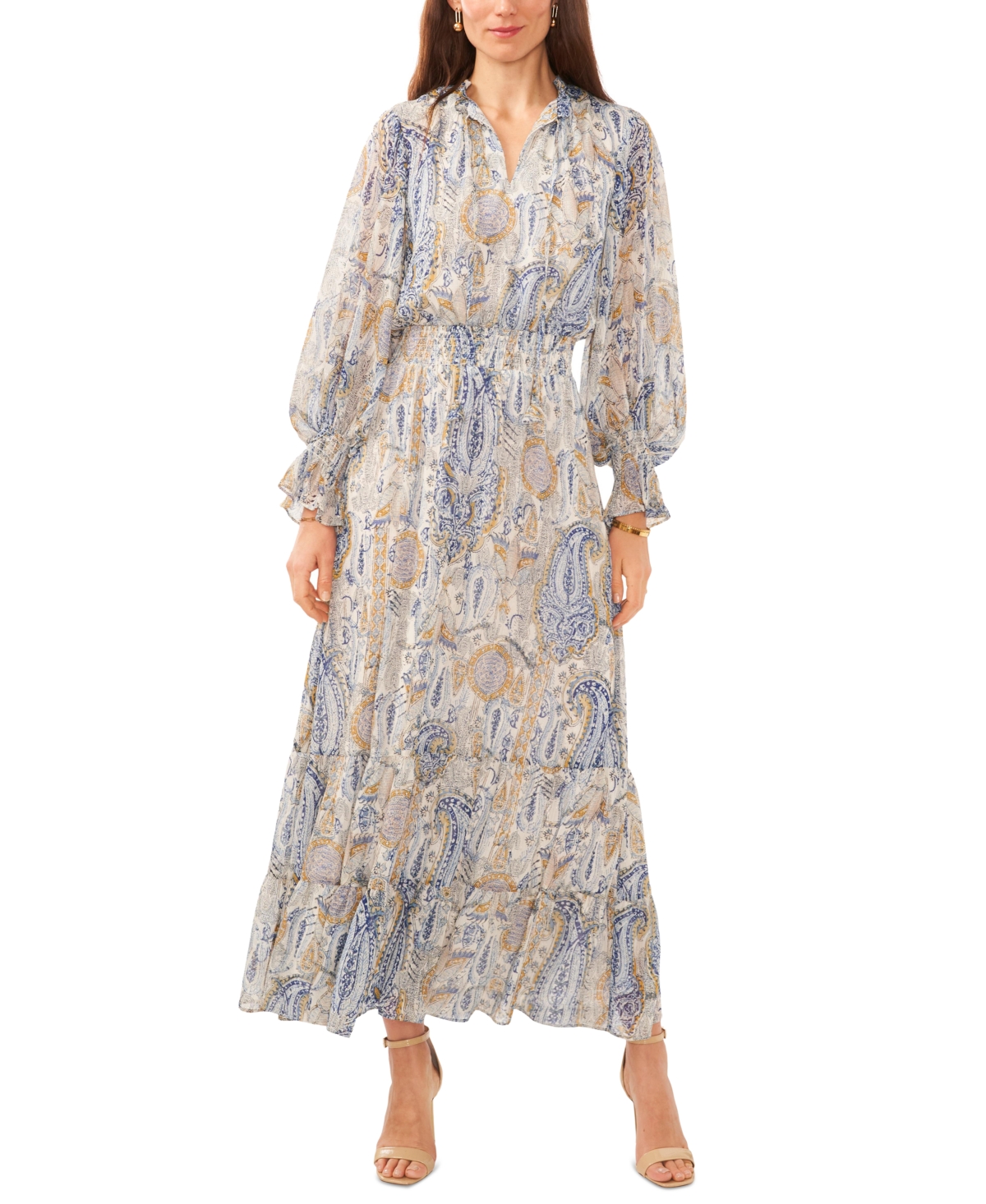 Vince Camuto Women's Printed Balloon Sleeve Maxi Dress In Cream Paisley