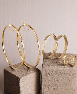 Round Hoop Earrings in 14k Gold, 60mm