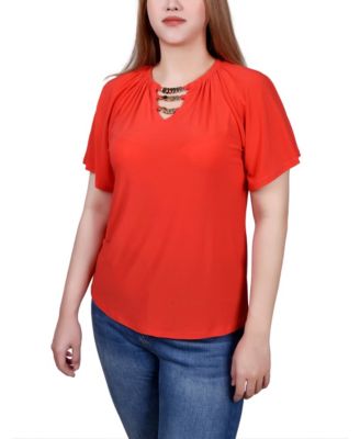 Petite Raglan Sleeve Top with Chain Details