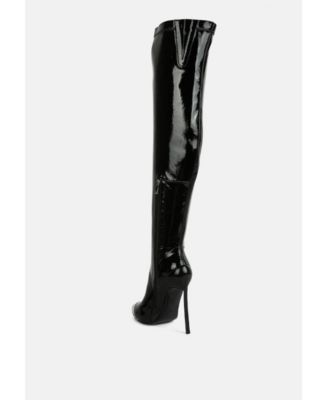 chimes high heel patent long boots