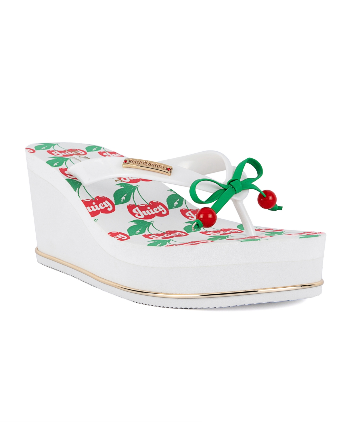 Juicy Couture Women's Umani Cherry Platform Wedge Flip-flop Sandals In White Multi