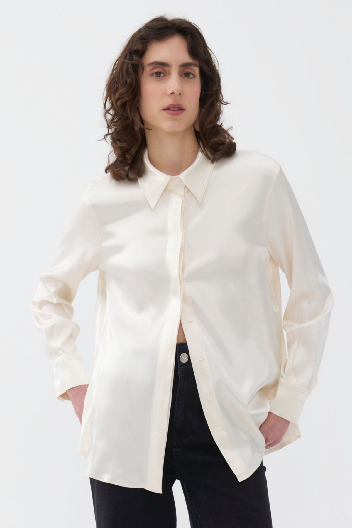 Women's Draped Shirt - Ecru