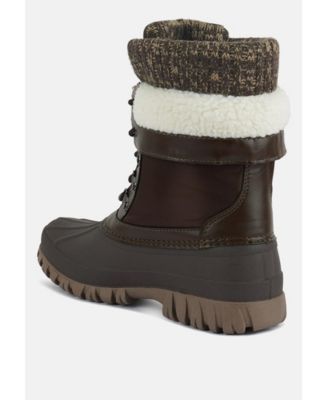 Delphine knitted collar lace up boots