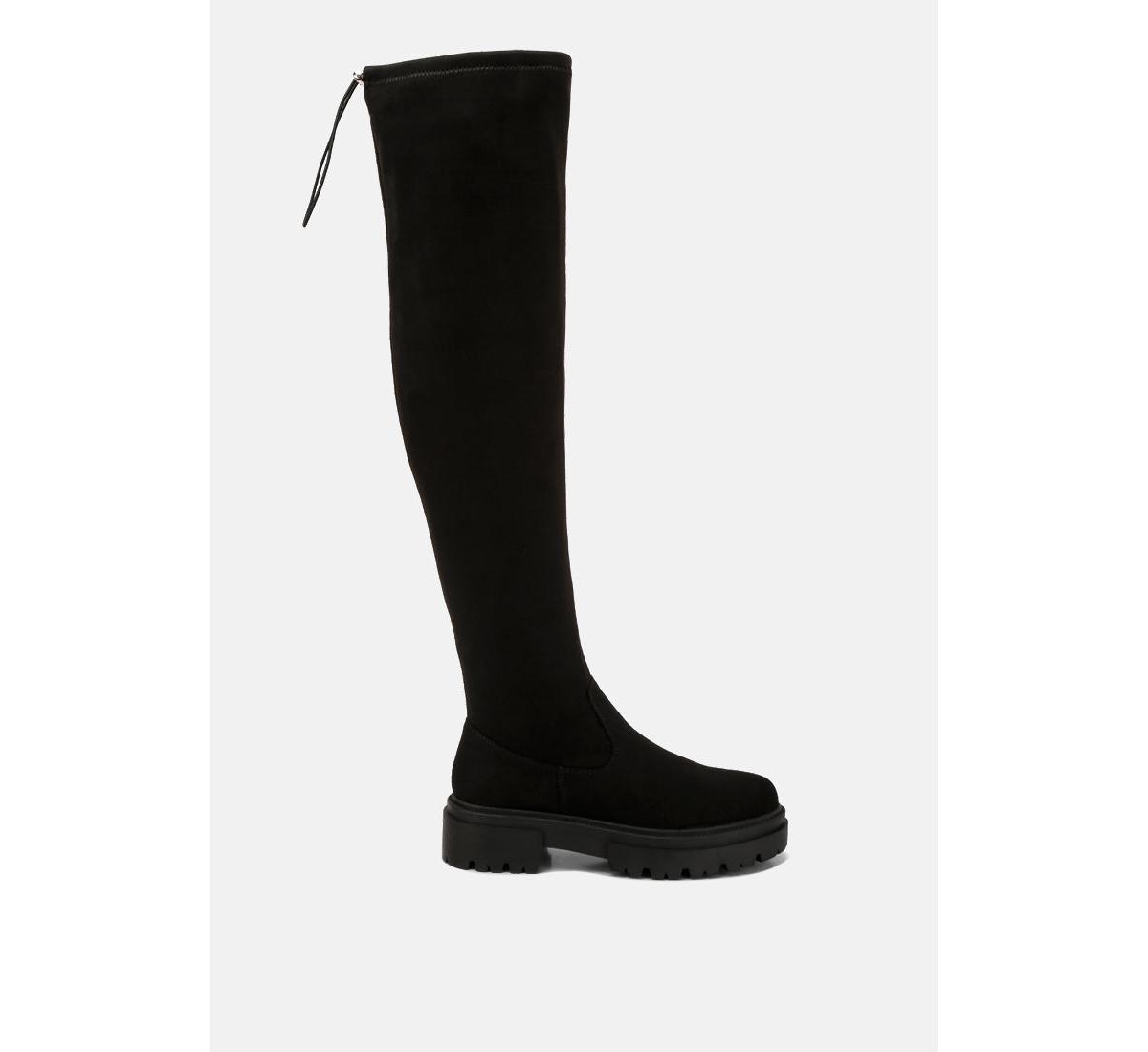 Babette drawstring detail over the knee boots - Black