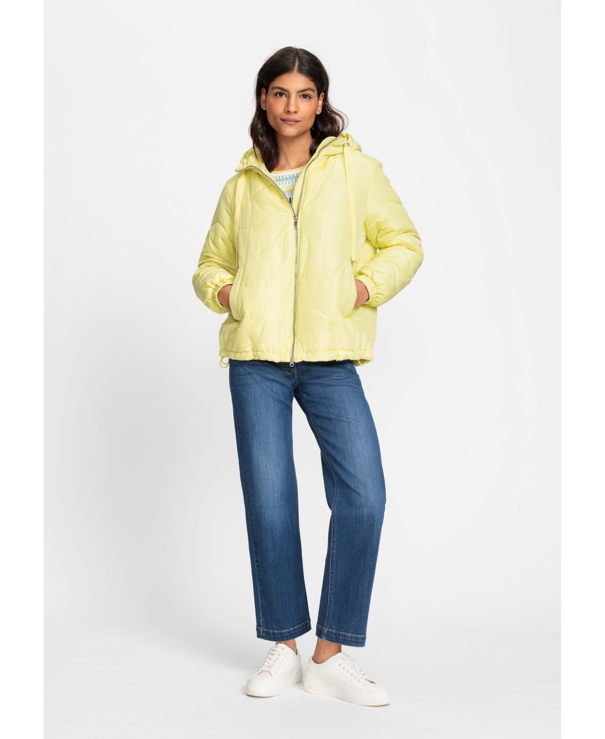 Olsen Women's Long Sleeve Quilted Jacket with Hood