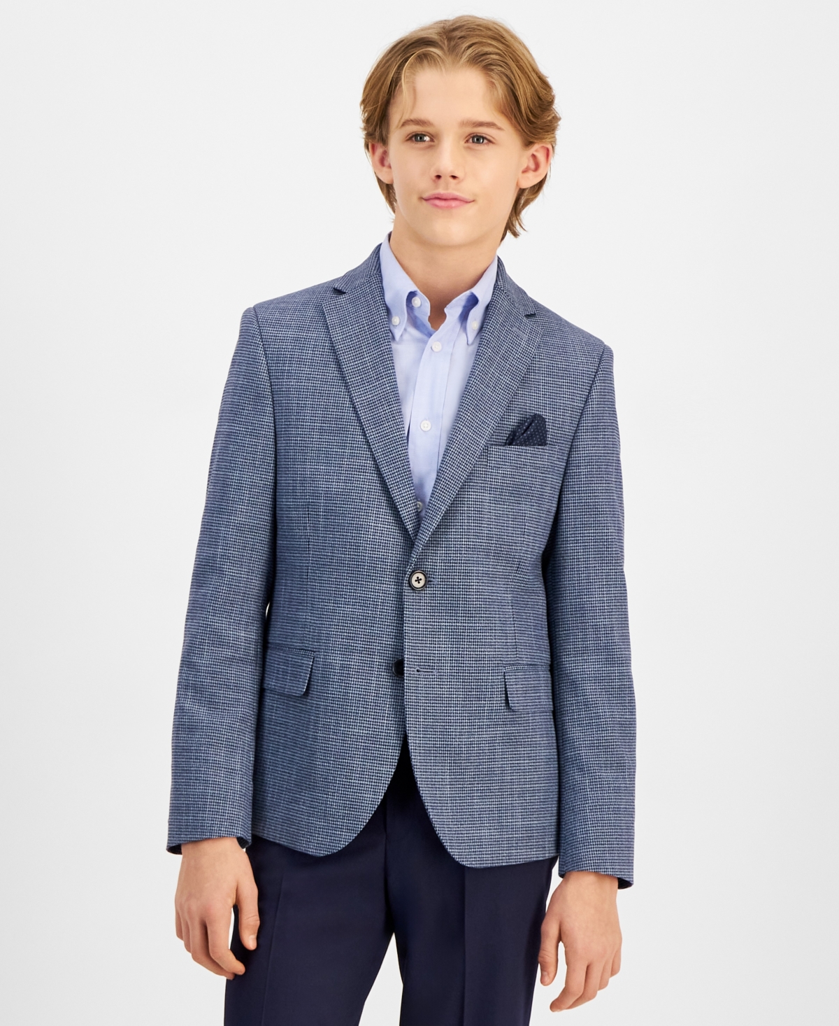 Brooks Brothers Kids' Big Boys Classic Stretch Suit Jacket In Navy,light Blue