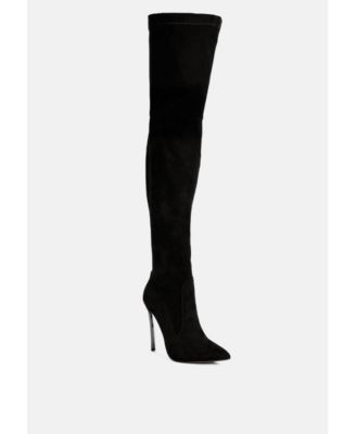jaynetts stretch suede micro over the knee boots