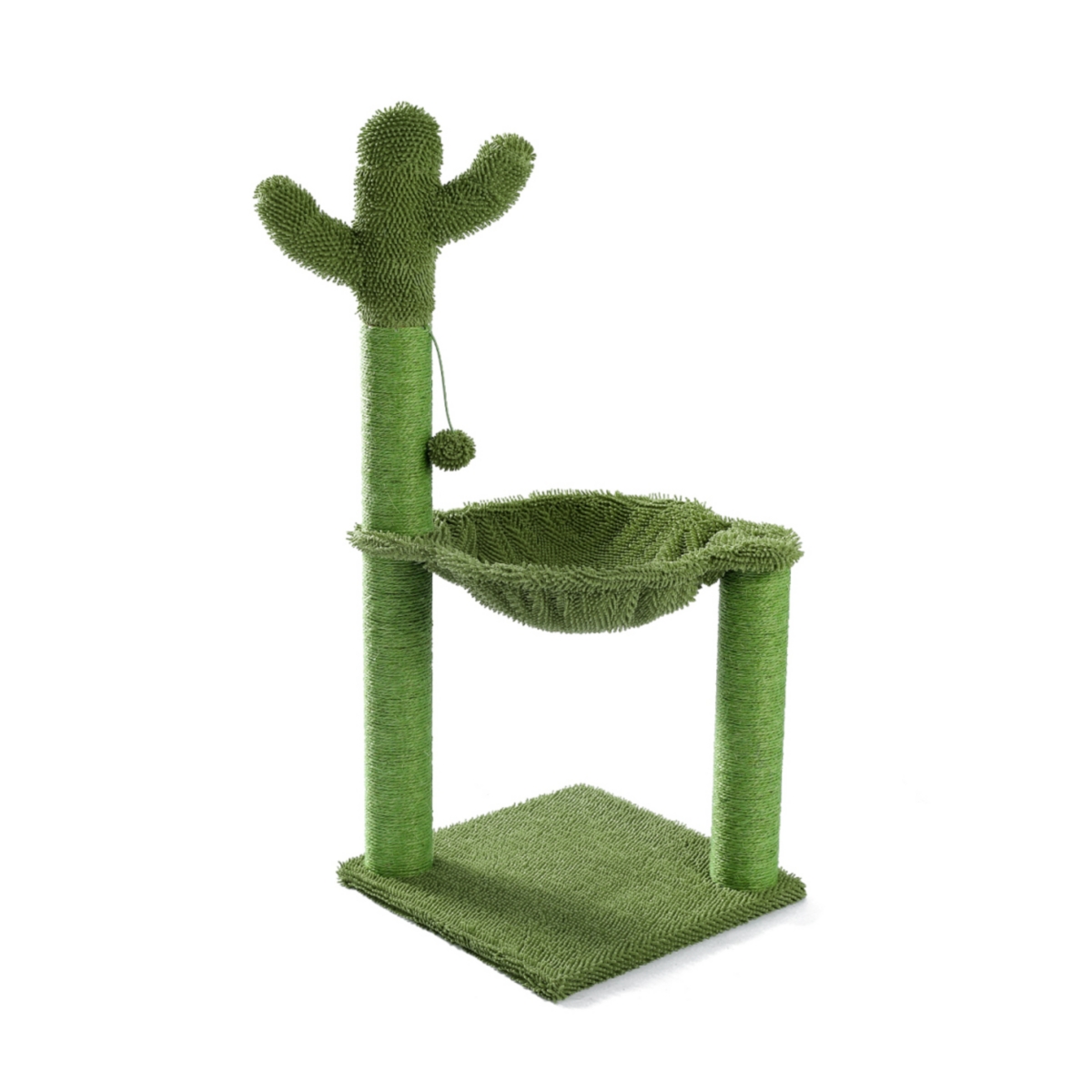 Cactus Cat Tree Cat Scratching Post With Hammock Play Tower, Full Wrapped Sisal Scratching - Green