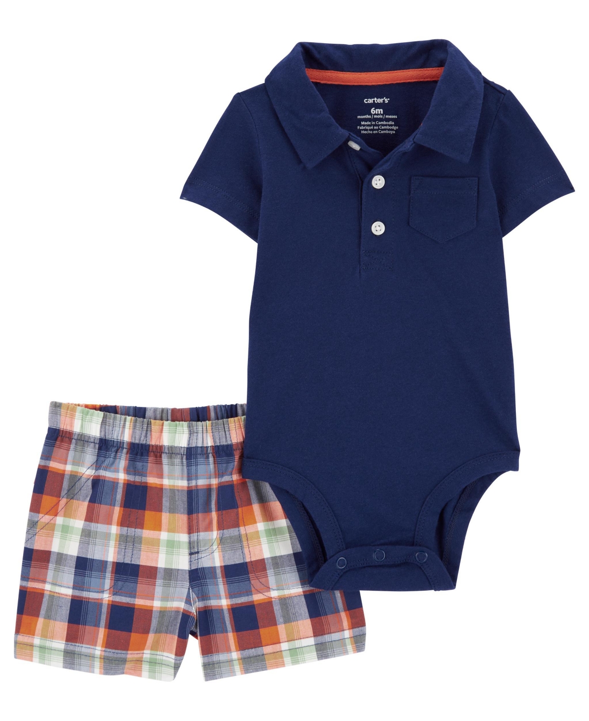 Shop Carter's Baby Boys Bodysuit And Shorts, 2 Piece Set In Blue