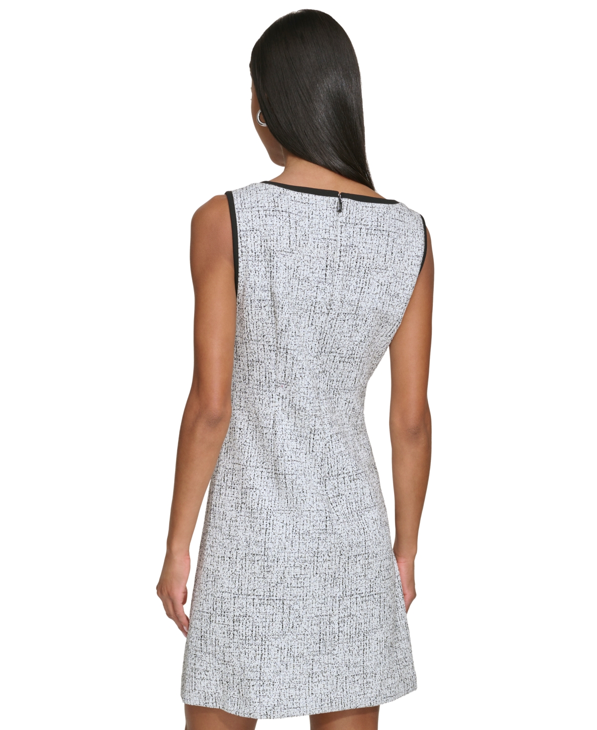 Shop Karl Lagerfeld Women's Speckled-knit Jacquard Dress In Black,white,bl
