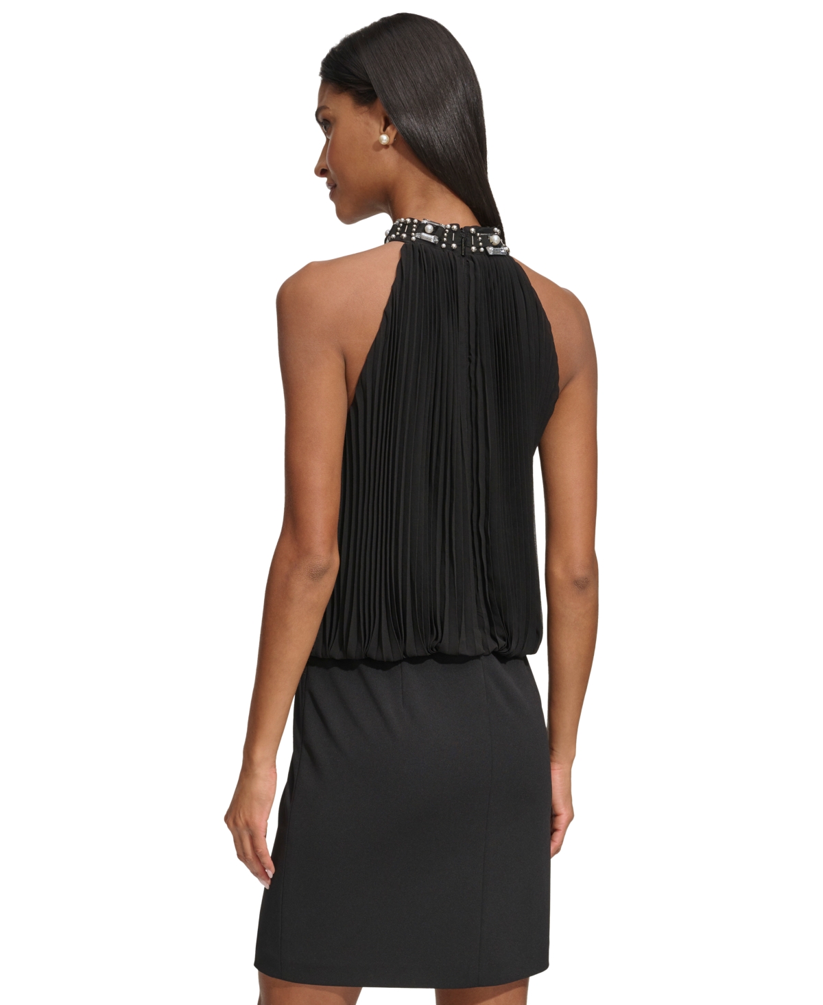 Shop Karl Lagerfeld Women's Mixed-media Sleeveless Dress In Black