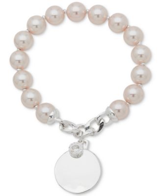 Anne Klein - Silver-Tone Round Charm Drop Stretch Bracelet