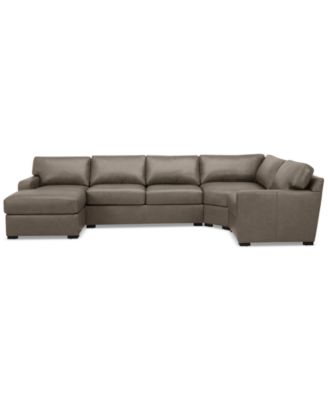 Radley 148" 4-Pc. Leather Wedge Modular Chaise Sectional