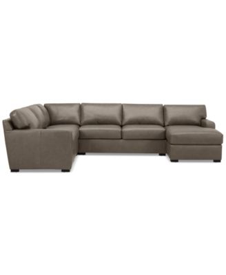 Radley 136" 5-Pc. Leather Square Corner Modular Chase Sectional
