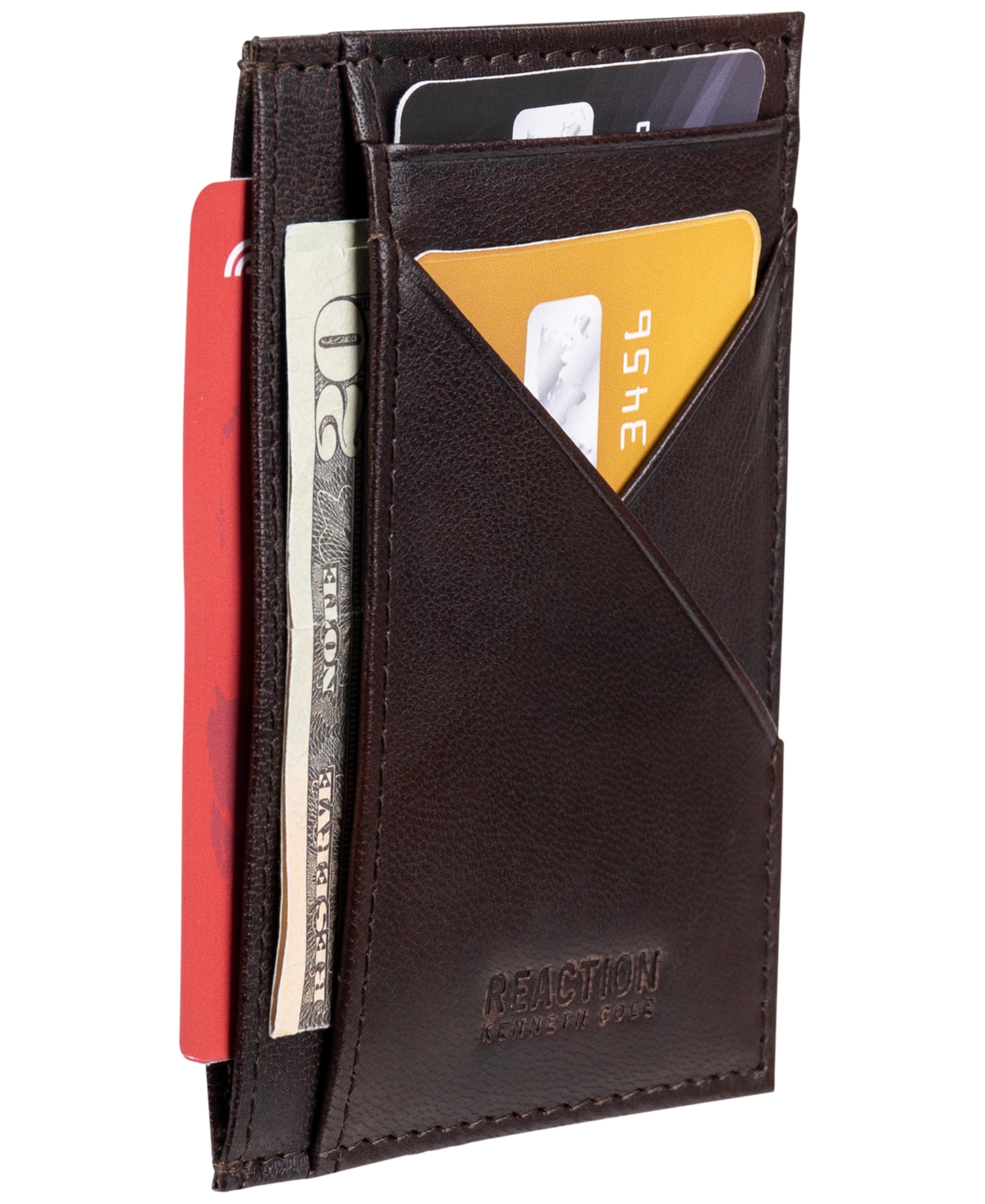 Shop Kenneth Cole Reaction Men's Kurtz Getaway Rfid Leather Card Case Wallet In Brown