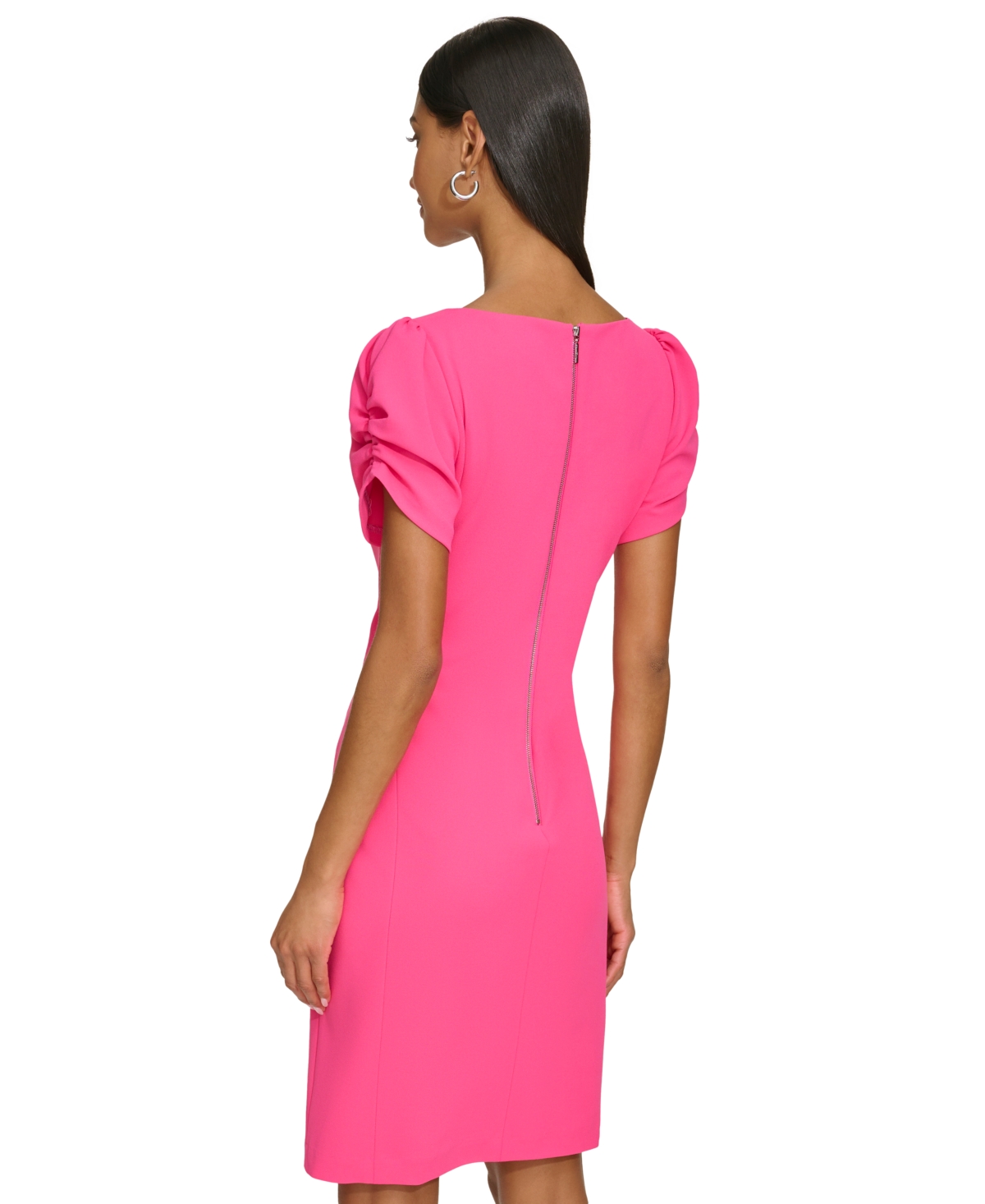 Shop Karl Lagerfeld Women's Puff-sleeve Sheath Dress In Fuchsia